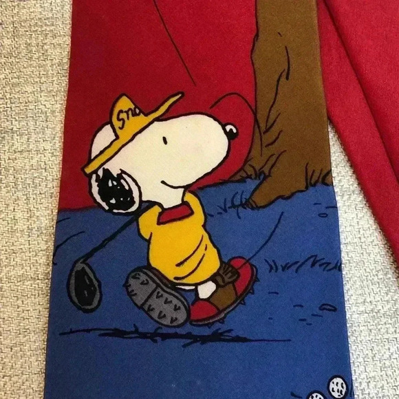 Peanuts Snoopy Woodstock Mens Tie Golf - Picture 2 of 8